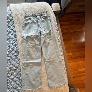 Zara jeans, size 4, large rips in upper leg